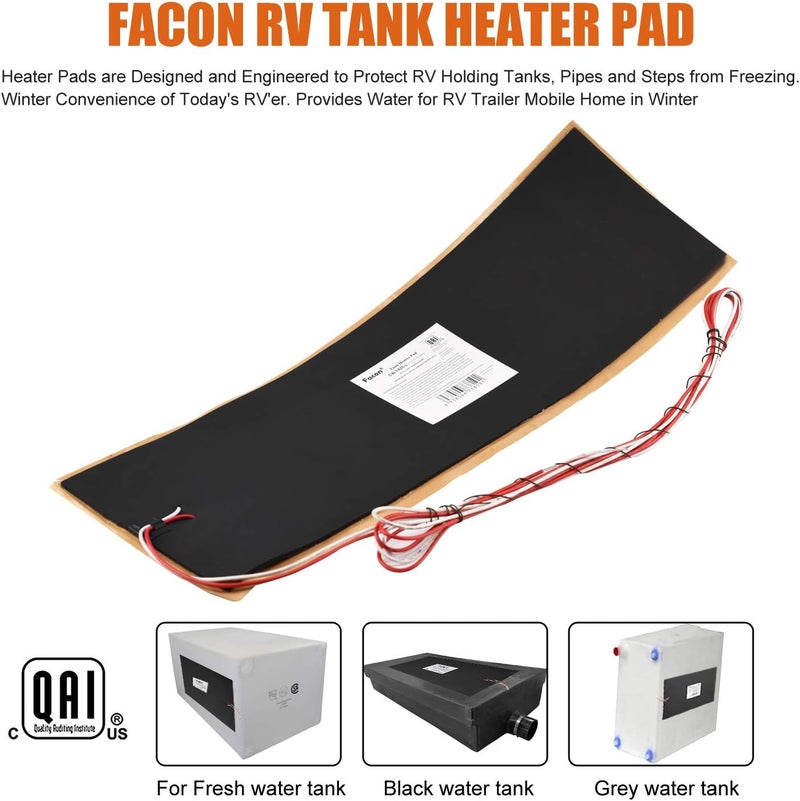 FACON 8.0"x25" RV Tank Heater Pad with Automatic Thermostat Control, Up to 50 Gallons Fresh Water/Grey Water/Black Water holding Tank Heating Pad, 120Volts AC - Image 5